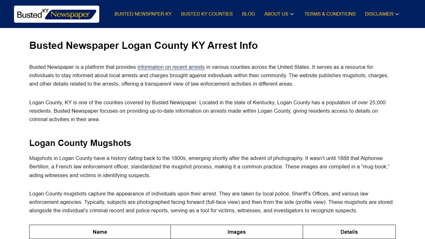 Busted Newspaper Logan County KY Arrest Info